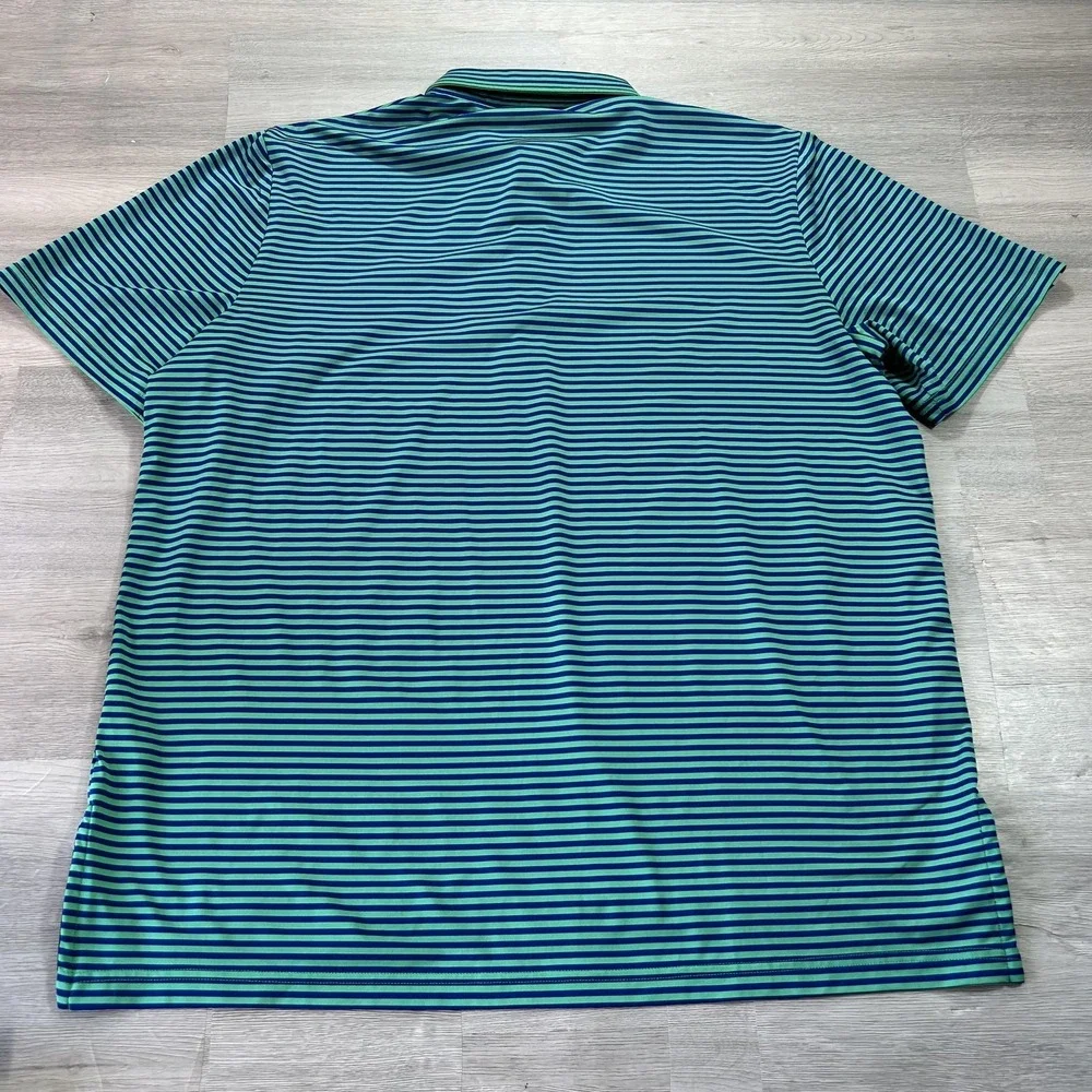 Hazeltine RLX Ralph Lauren Polo Shirt Mens Large Blue Stripe Golf Performance